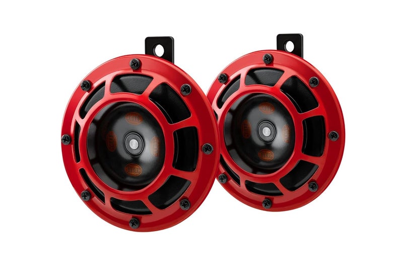 Hella 003.399-842 Red Grill Super tone Horn Set (12V,300/500 Hz,105-118 dB @ 2 m) | For Bikes and Cars | Red - Image 2