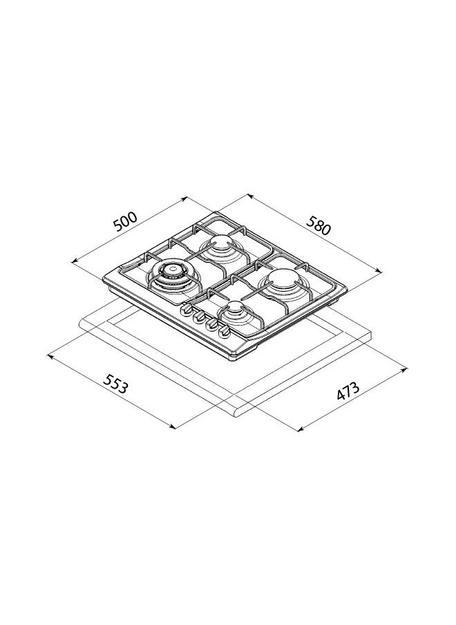kitchen Line Electric surface - 4 stone eyes - steel - Italian - E4010  - Image 3