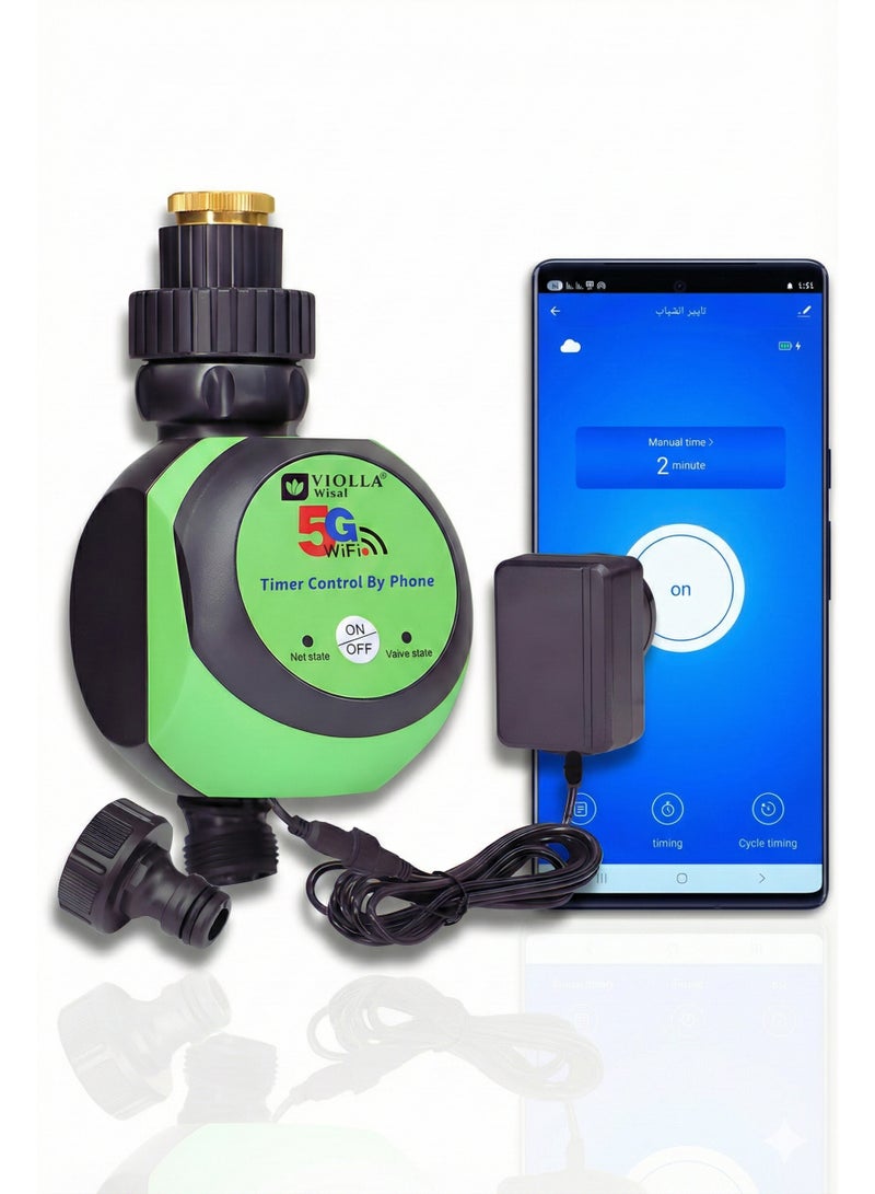 فيولا وصال مؤقت ري ذكي WiFi 5G للتحكم عن بُعد عبر الجوال جدولة ري تلقائية وقابلة للتخصيص تايمر سقي متوافق مع أنظمة المنزل الذكي لتحسين كفاءة الري للحدائق المنزليه - Image 1