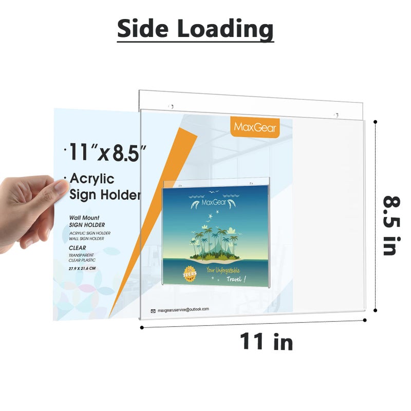 MaxGear Wall Mount Sign Holder 8.5 x 11 Inch, Clear Plastic Picture Frames with Mounting Screws, Door Sign Holders and Document Display Frame for Home, Office, Store, Landscape, 12 Pack - Image 2