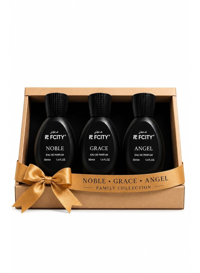مجموعة عطور FCITY العائلية للرجال والنساء والأطفال | نوبل، غريس وأنجل | مجموعة عطور فاخرة للعائلة