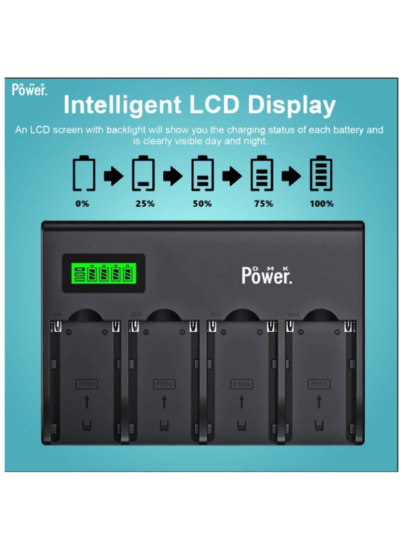 DMK Power DMK Power 4-Channel Wall Battery Fast Charger w/Smart LCD Display compatible with Sony NP-F970 NP-F960 NP-F950 NP-F930 NP-F770 NP-F750 NP-F570 NP-F550 Camera & Video Light LED Battery Visit the DMK POWER Store - Image 2