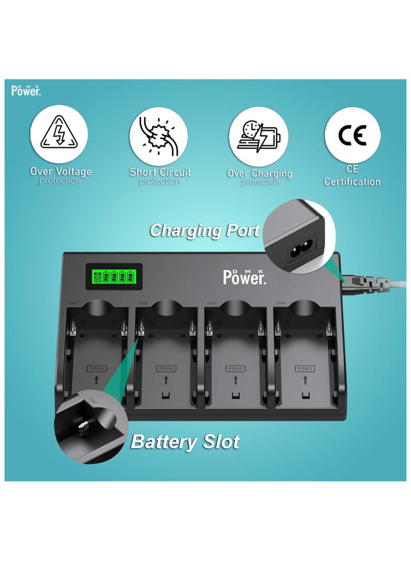 DMK Power DMK Power 4-Channel Wall Battery Fast Charger w/Smart LCD Display compatible with Sony NP-F970 NP-F960 NP-F950 NP-F930 NP-F770 NP-F750 NP-F570 NP-F550 Camera & Video Light LED Battery Visit the DMK POWER Store - Image 5