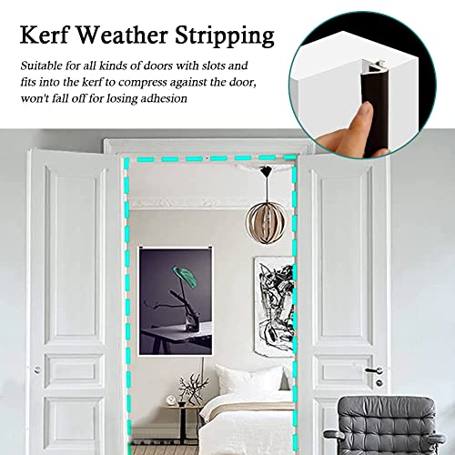 LSGCQ Kerf Weather Stripping Door Seal Strip 26 Ft Q Foam Door Weatherstrip Seal with Slot Card Slot Installation, Easy Cut to Size (Black) - Image 5