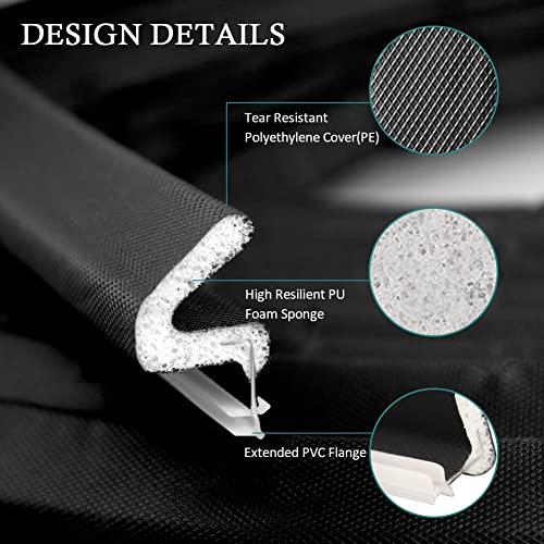 LSGCQ Kerf Weather Stripping Door Seal Strip 26 Ft Q Foam Door Weatherstrip Seal with Slot Card Slot Installation, Easy Cut to Size (Black) - Image 3