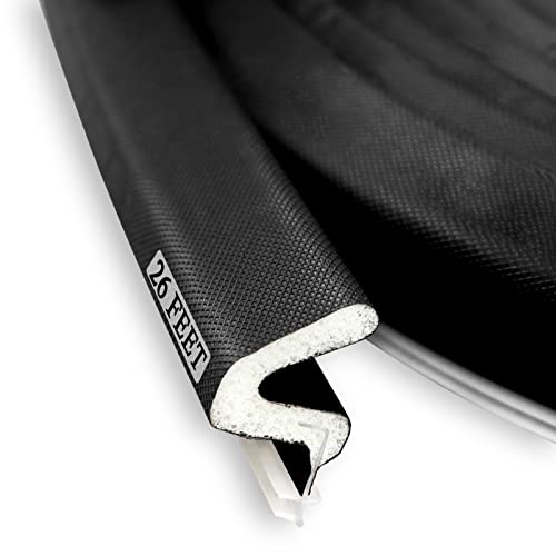 LSGCQ Kerf Weather Stripping Door Seal Strip 26 Ft Q Foam Door Weatherstrip Seal with Slot Card Slot Installation, Easy Cut to Size (Black) - Image 1