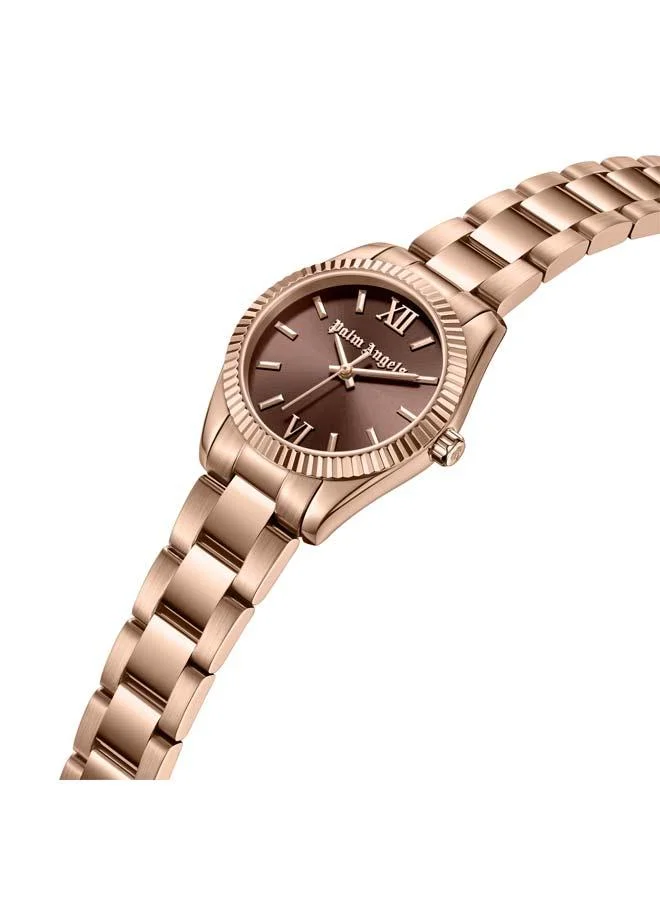 Palm Angels Clara Brown Dial Rose Gold Stainless Steel Bracelet Analog Watch for Women, 28mm