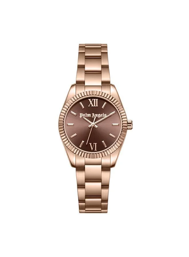 Palm Angels Clara Brown Dial Rose Gold Stainless Steel Bracelet Analog Watch for Women, 28mm
