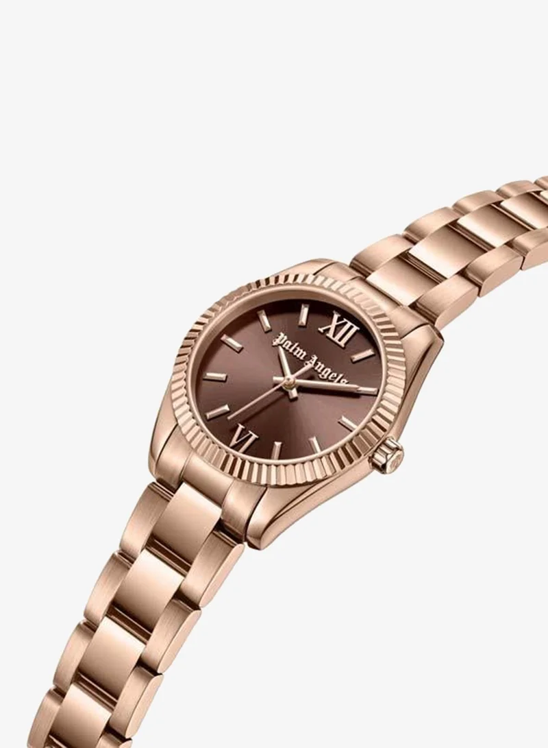 Palm Angels Clara Brown Dial Rose Gold Stainless Steel Bracelet Analog Watch for Women, 28mm