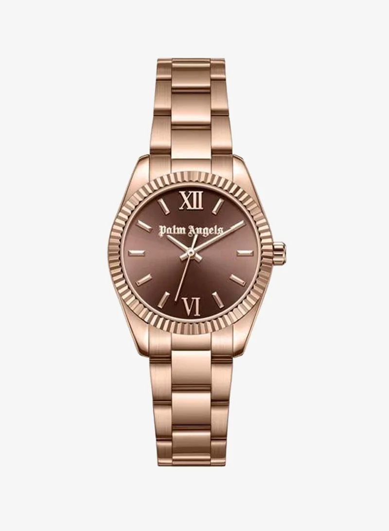 Palm Angels Clara Brown Dial Rose Gold Stainless Steel Bracelet Analog Watch for Women, 28mm