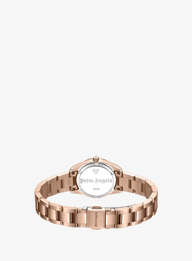 Palm Angels Clara Brown Dial Rose Gold Stainless Steel Bracelet Analog Watch for Women, 28mm - Image 3