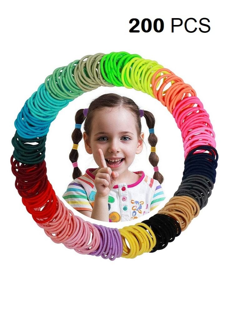 MARGOUN 200Pcs Hair Ties Elastic Hair Bands Ponytail Holder Girls Women Kids Hair Accessories - Image 1
