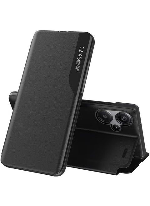 Case Compatible with Redmi Note 13 Pro Plus, Redmi Note 13 Pro+ Case Clear View Leather with Kickstand Magnetic Flip Phone Case Women Men Shockproof Protective Cover