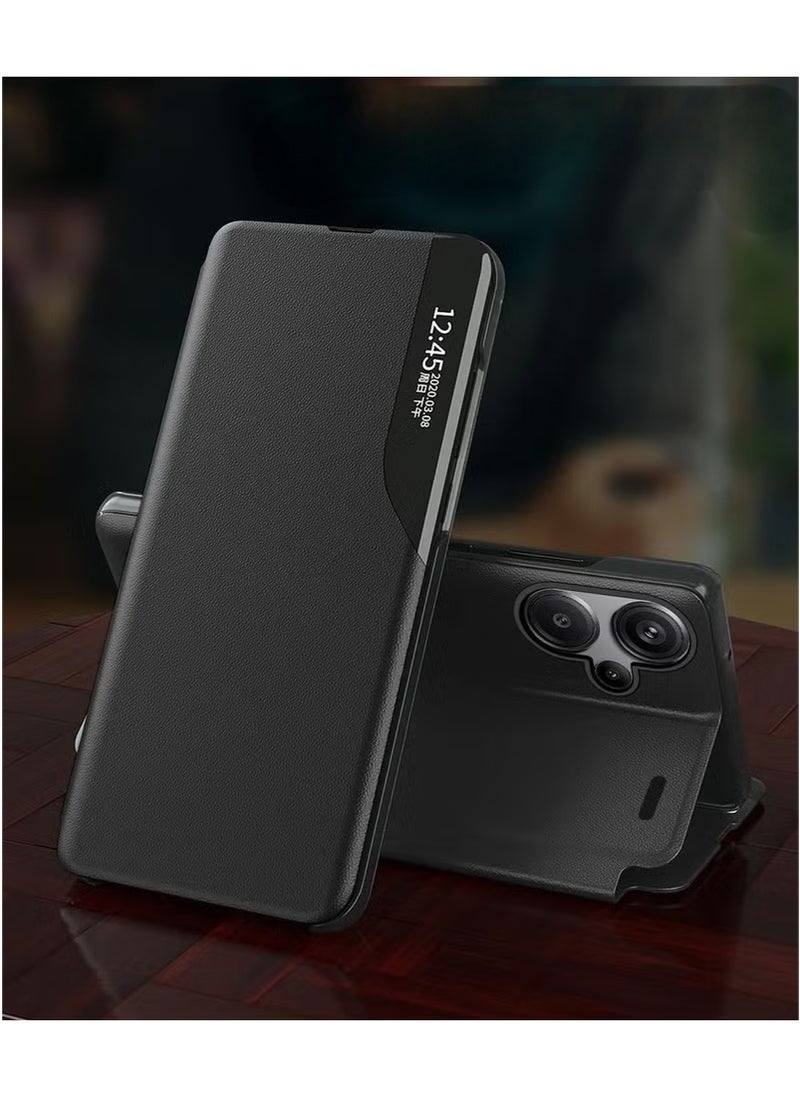 Case Compatible with Redmi Note 13 Pro Plus, Redmi Note 13 Pro+ Case Clear View Leather with Kickstand Magnetic Flip Phone Case Women Men Shockproof Protective Cover