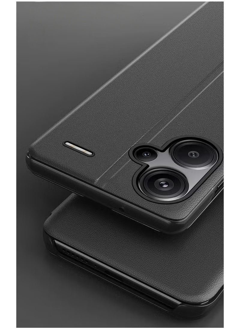 General Case Compatible with Redmi Note 13 Pro Plus, Redmi Note 13 Pro+ Case Clear View Leather with Kickstand Magnetic Flip Phone Case Women Men Shockproof Protective Cover  - Image 4