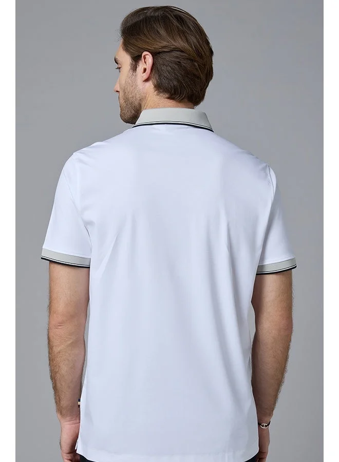 MANNERISM  The Windward White Cotton Polo Comfort Fit for Men | Best Price UAE