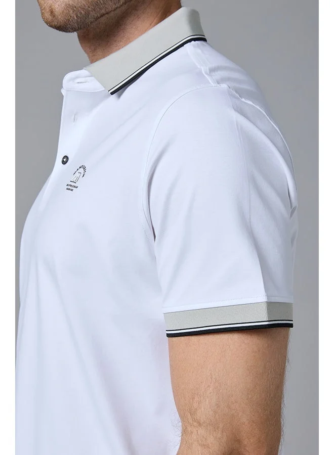 MANNERISM  The Windward White Cotton Polo Comfort Fit for Men | Best Price UAE