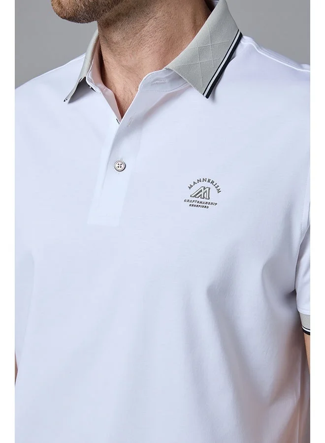 MANNERISM  The Windward White Cotton Polo Comfort Fit for Men | Best Price UAE