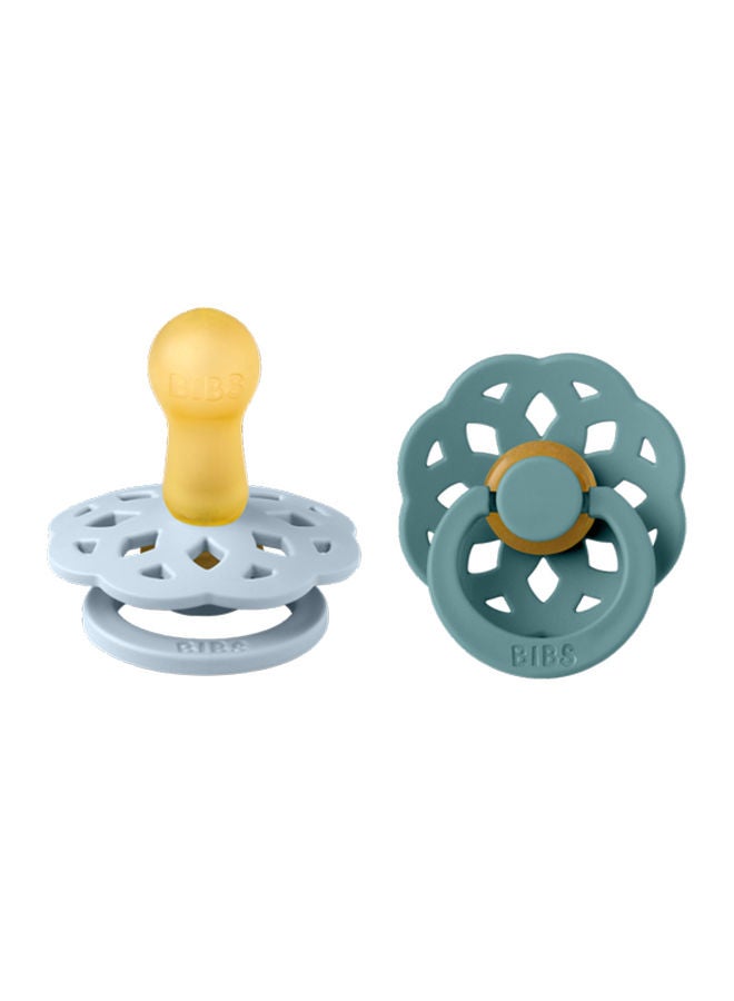 BIBS Pack of 2 Boheme Soother Bpa Free Dummy Pacifier, Symmetrical Natural Rubber Latex, Made In Denmark 6+ Months Baby Blue/Island Sea - Image 1