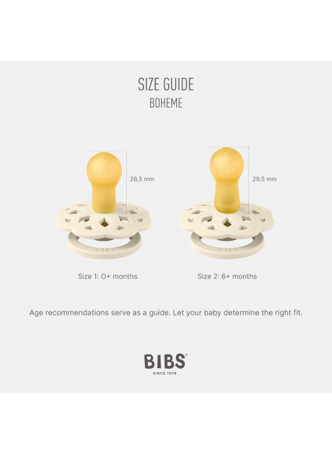 BIBS Pack of 2 Boheme Soother Bpa Free Dummy Pacifier, Symmetrical Natural Rubber Latex, Made In Denmark 6+ Months Baby Blue/Island Sea - Image 2