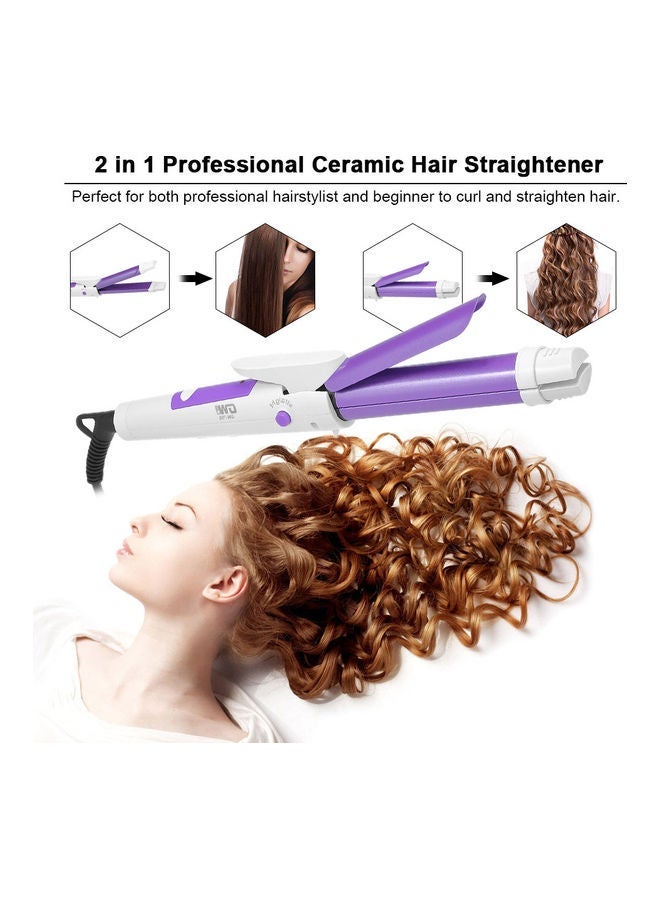 NIBEMINENT 2-in-1 Professional Ceramic Hair Straightener Purple/White 35 x 5 9cm - Image 2