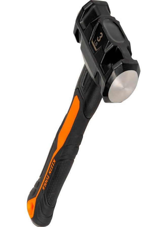 Klein Tools H80693 Sledgehammer, 3-Pound Dual-Faced Hammer with Fiberglass Handle, Shock-Resistant Design for Striking and Demolition, Includes Lanyard Hole - Image 1