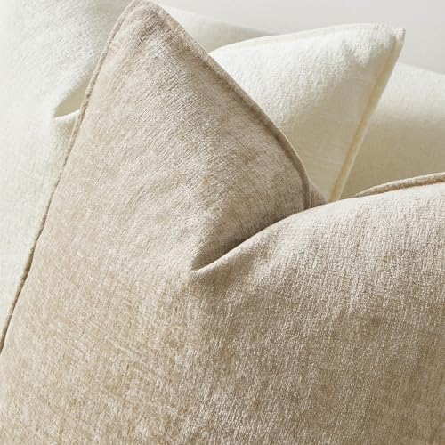 JUSPURBET Set of 2 Beige Chenille Lumbar Throw Pillow Covers 16x24 Inch Soft Textured Decorative Cushion Cases for Couch Sofa Bed Solid Home Decor Pillowcases - Image 5