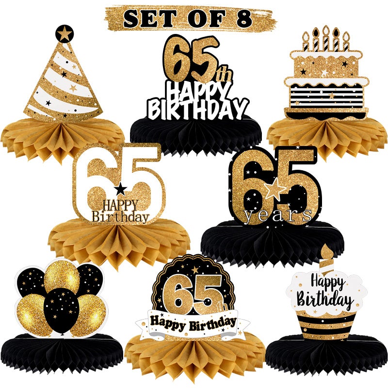 LINGTEER Happy 65th Birthday Table Honeycomb Centerpieces Cheers to 65th Birthday 65 Years Old Party Table Decorations Gift Sign - Image 2