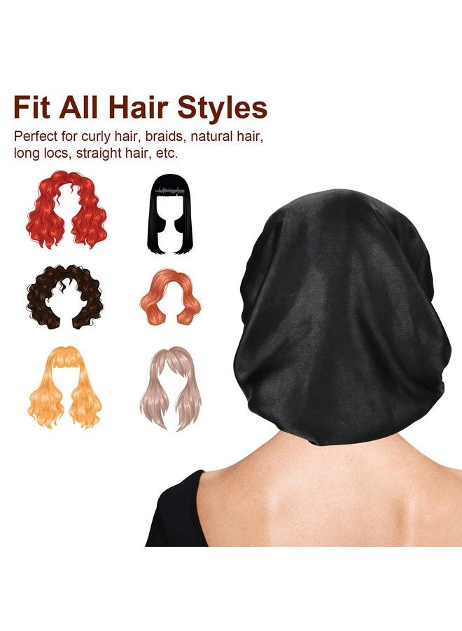 Atudew Tudew Satin Bonnet 2Pcs Sleep Bonnet For Black Women For Curly Hair Sleeping Silk Sleeping Cap Sleep Cap Night Cap Hair Cap Adjustable  - Image 5