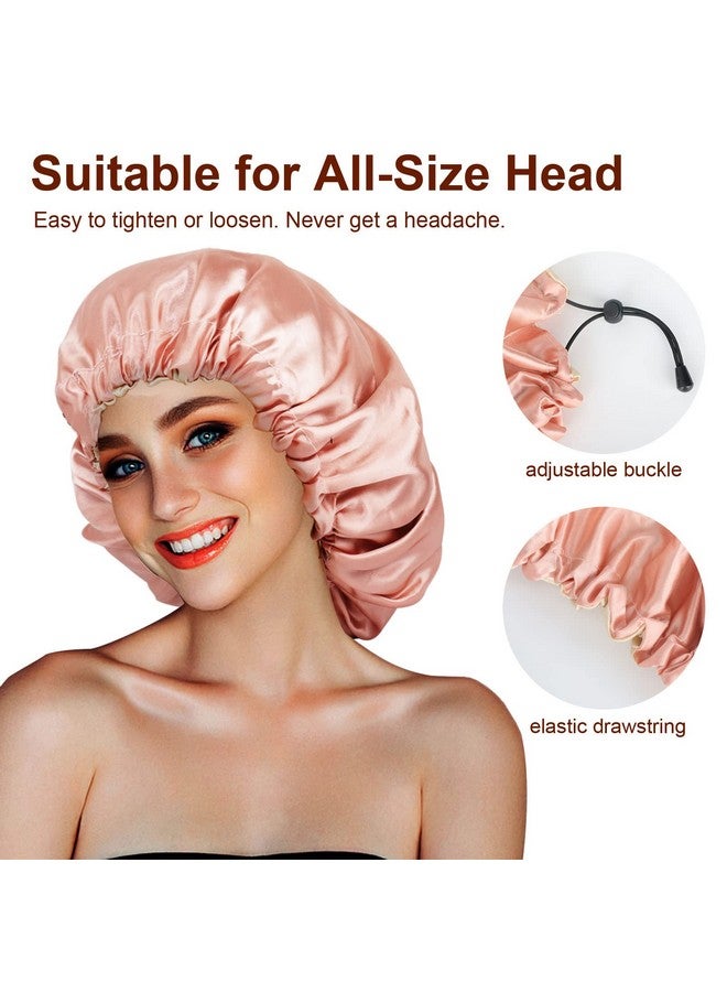 Atudew Tudew Satin Bonnet 2Pcs Sleep Bonnet For Black Women For Curly Hair Sleeping Silk Sleeping Cap Sleep Cap Night Cap Hair Cap Adjustable  - Image 4