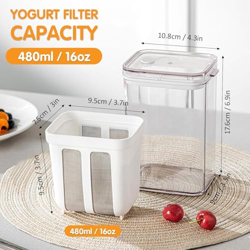ZEVON Hung Curd Maker for Home | Yogurt Filter Strainer,1100 ML Greek Yogurt Strainer with a Fine Mesh BPA-Free | Curd Maker - Image 3