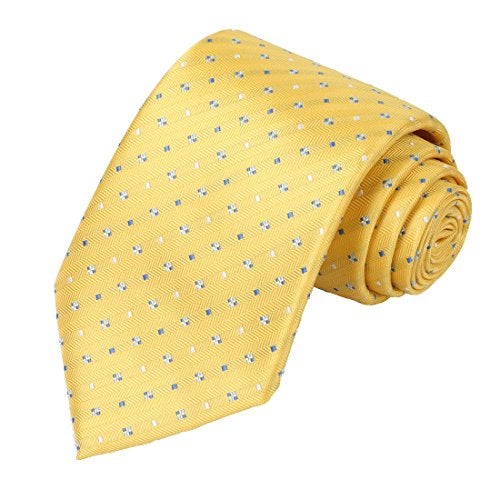 KissTies Mens Canary Yellow Dots Necktie Fashion Classic Wedding Ties for Men - Image 1