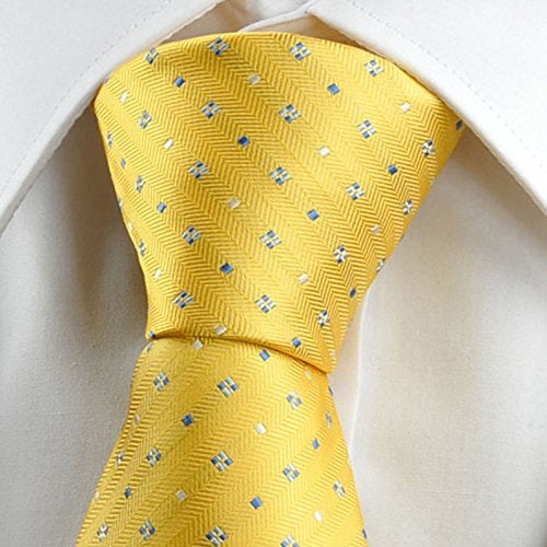 KissTies Mens Canary Yellow Dots Necktie Fashion Classic Wedding Ties for Men - Image 4