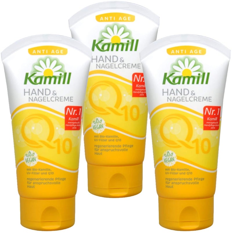 Kamill 3x75 ml Hand  Nail Cream ANTIAGE with BIO Camomile UV Filter Vitamin E and Q10  Germany