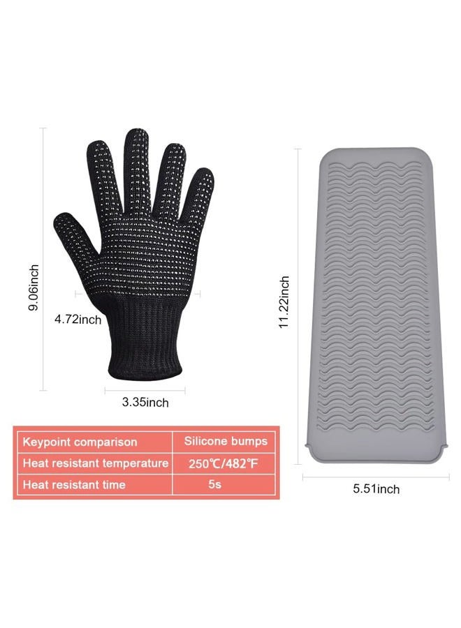 IKOCO Heat Gloves for Hair Styling, Heat Resistant Gloves with Silicone Mat Pouch for Curling Iron, Flat Iron, Straightener, Hot Hair Tools - Image 5