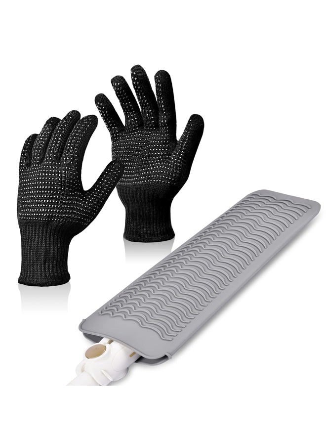 IKOCO Heat Gloves for Hair Styling, Heat Resistant Gloves with Silicone Mat Pouch for Curling Iron, Flat Iron, Straightener, Hot Hair Tools - Image 1