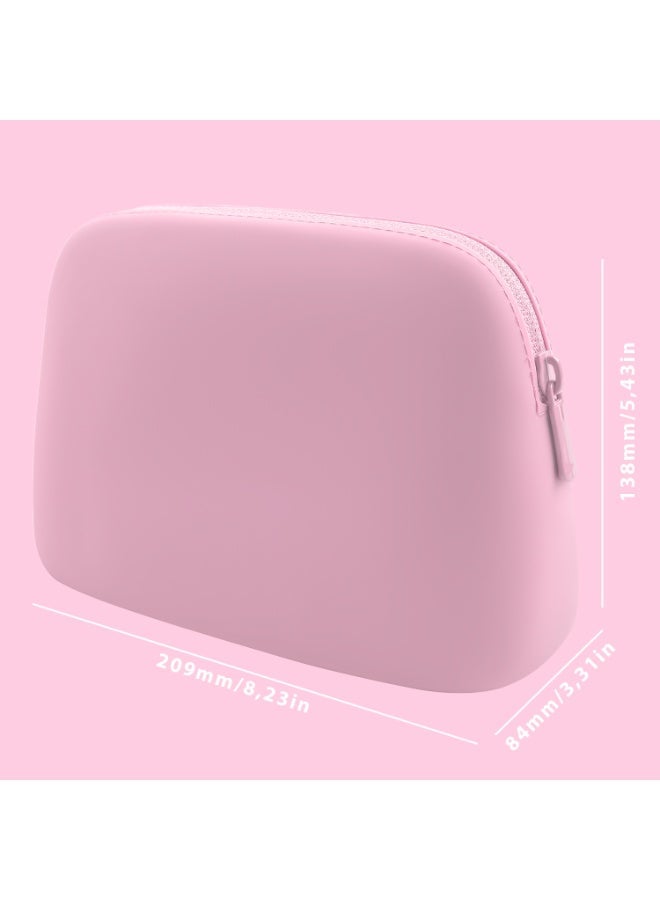 Silicone Waterproof Makeup Bag – Large Travel Cosmetic Pouch (Pink) - Image 5