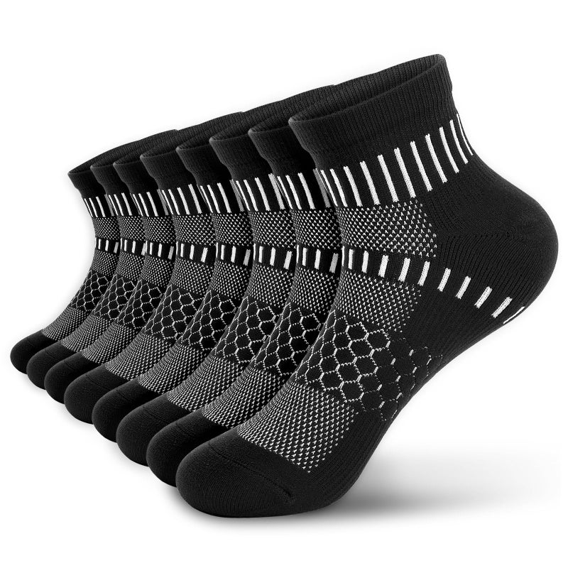 IRAMY Ankle Compression Socks for Women Men Coolmax Moisture Wicking Running Socks Plantar Fasciitis Relief 4 Pairs - Image 1