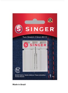 SINGER SINGER TWIN NEEDLES SIZE 2.5MM FOR STRETCH FABRICS (PACK OF 1 NEEDLE) BRAZIL (80/12) 