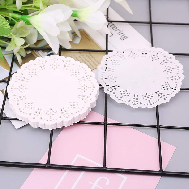 SHOTAY Y BENGKUI Paper Coaster,100pcs Lace Coaster Placemat Cushion Mug Holder Tea Cup Pad Mat Wedding Party White - Image 5
