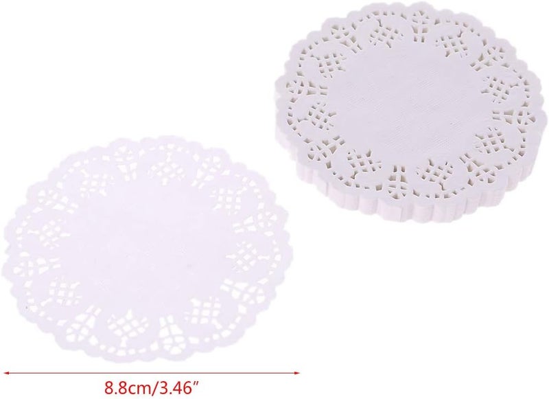 SHOTAY Y BENGKUI Paper Coaster,100pcs Lace Coaster Placemat Cushion Mug Holder Tea Cup Pad Mat Wedding Party White - Image 3