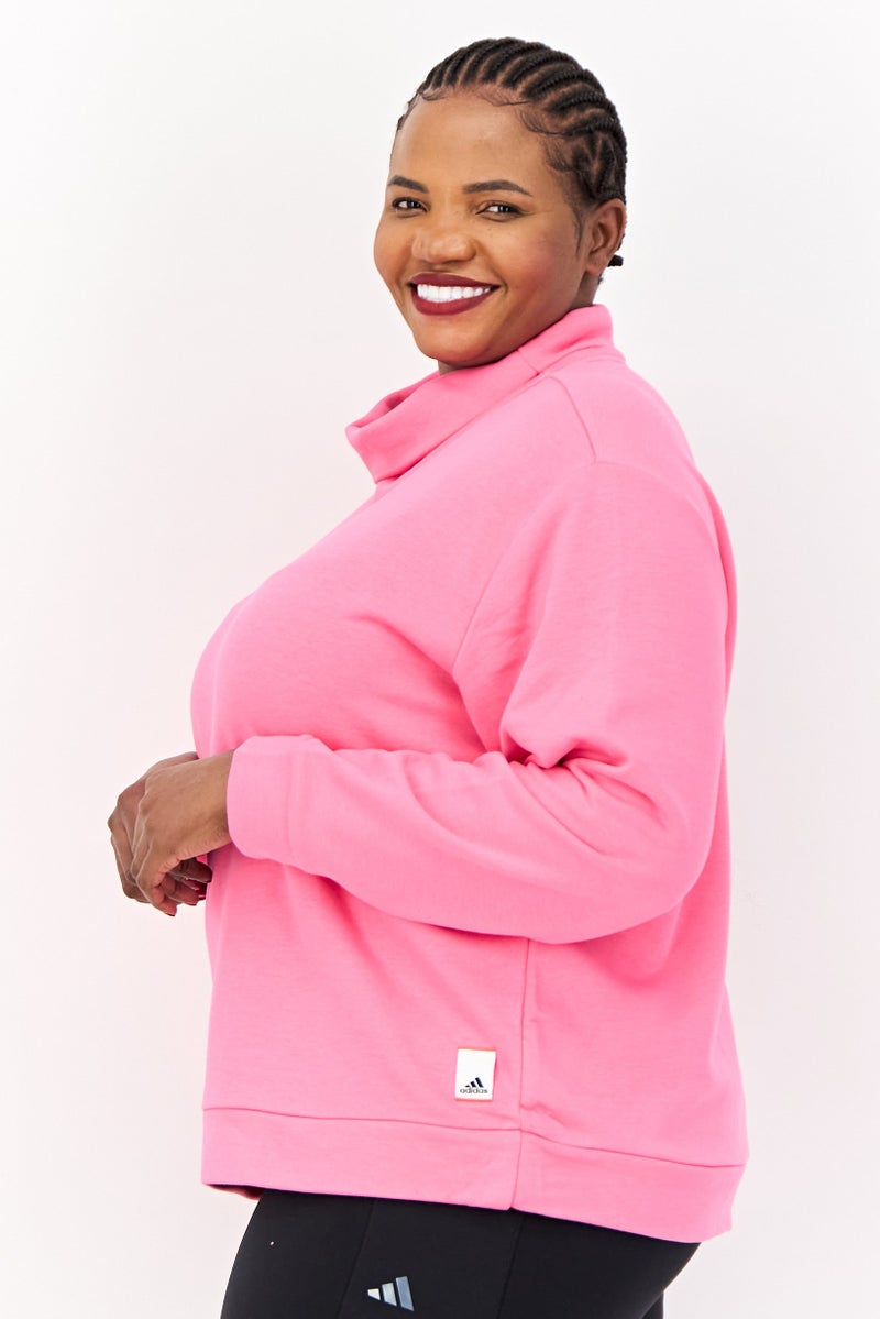 Adidas سويت شيرت رياضي نسائي بأكمام طويلة مناسب في الهواء الطلق، وردي - Image 2