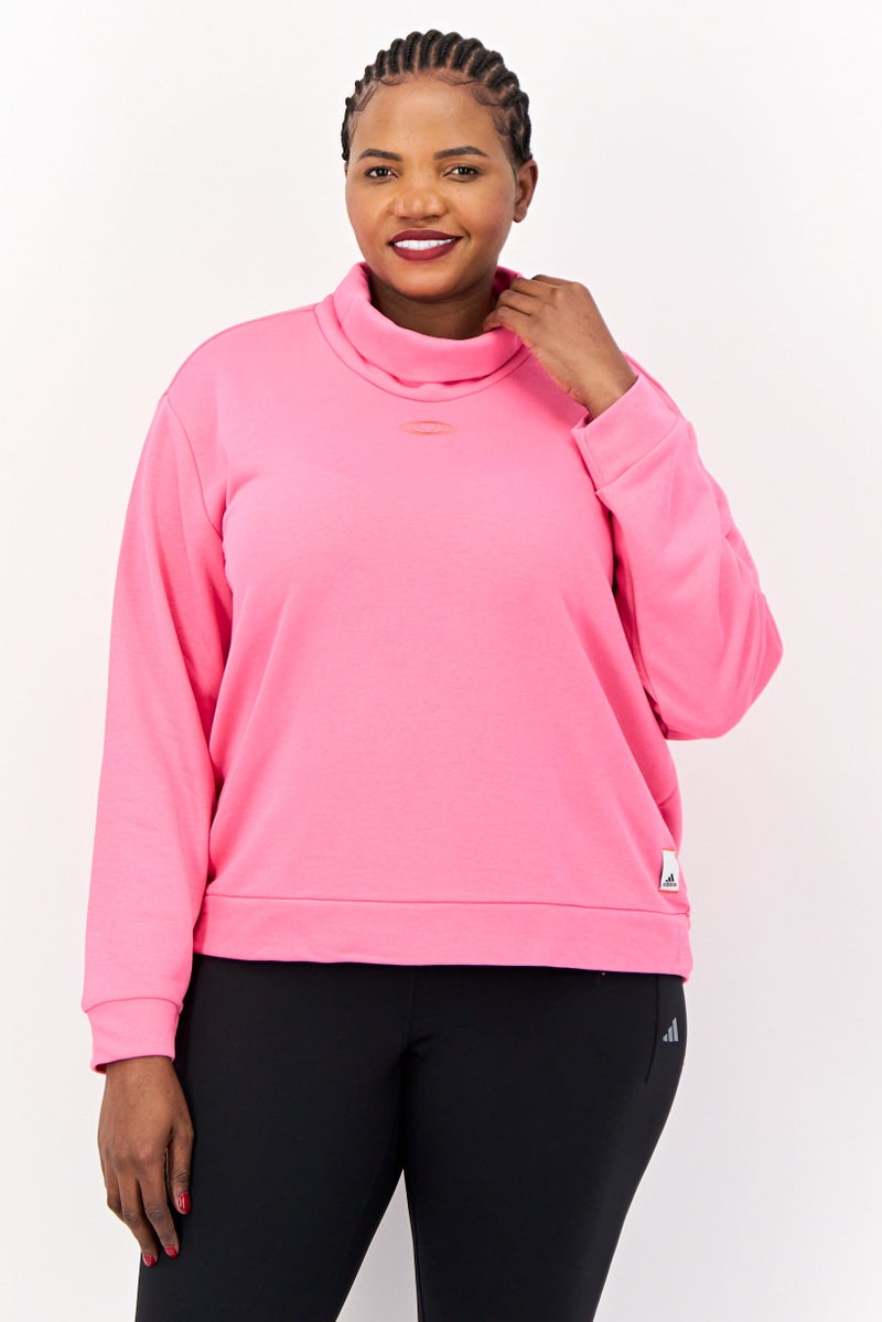 Adidas سويت شيرت رياضي نسائي بأكمام طويلة مناسب في الهواء الطلق، وردي - Image 1