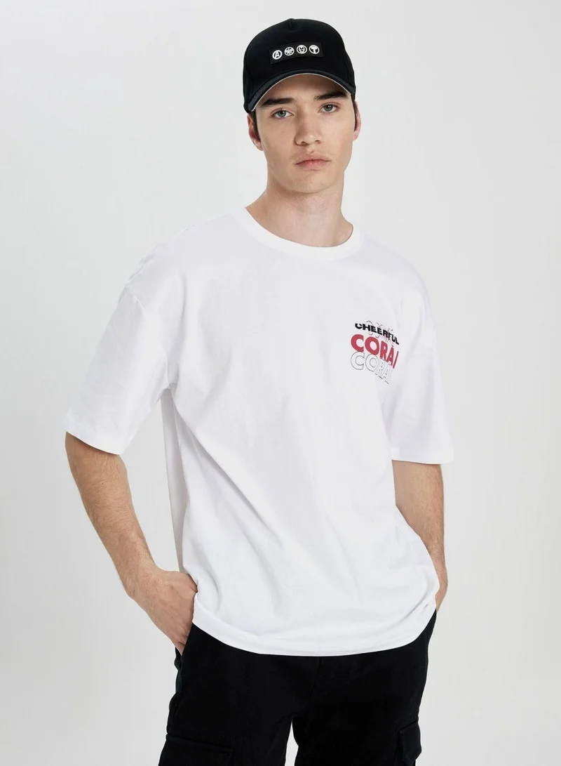 DeFacto Oversize Fit Crew Neck Printed T-Shirt