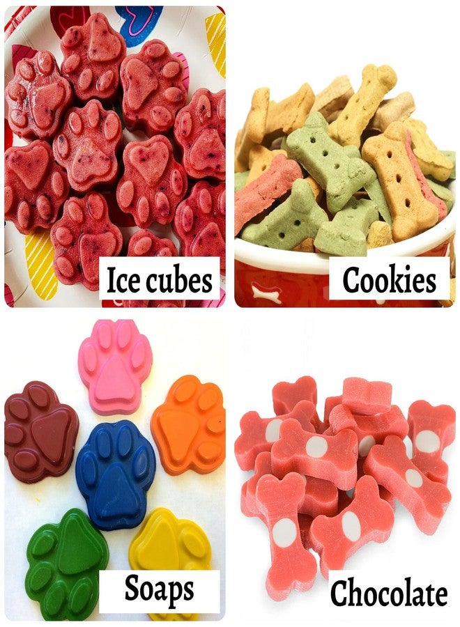 Lukinuo Paw Print Mold Dog Treat Mold Bone Silicone Molds 3 Pcs Dog Treat Molds for Baking Dogs Paw Puppy Treat Ice Cube Trays Cookies Chocolate Candies - Image 4