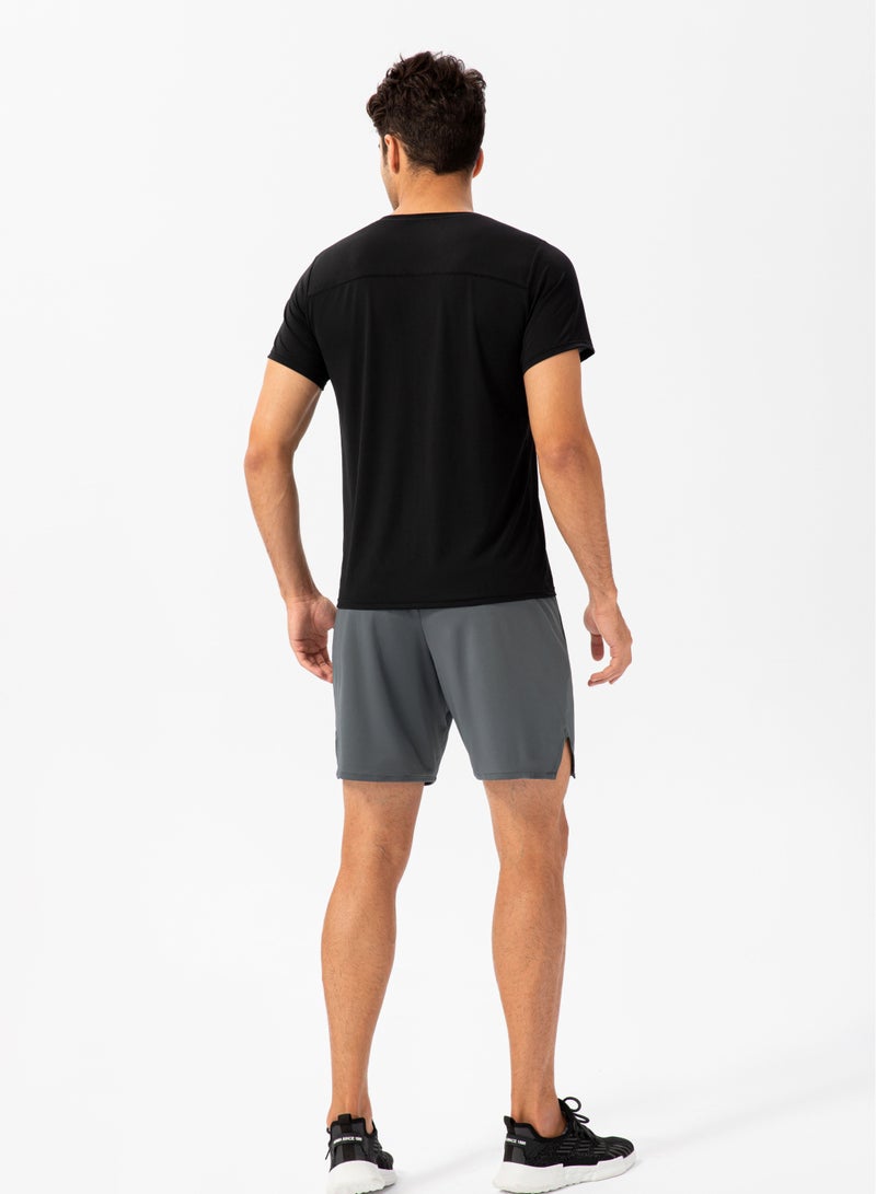 Men Quick Dry Breathable Elastic T-Shirt Black - Image 2