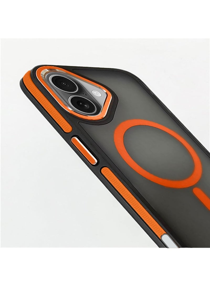 Techie جراب خلفي شفاف من ماج سيف مع واقي معدني بارز لعدسة الكاميرا لهاتف أبل آيفون 16 - حماية من السقوط بدرجة عسكرية، ومضاد لبصمات الأصابع ومضاد للاصفرار - برتقالي غير لامع - Image 3
