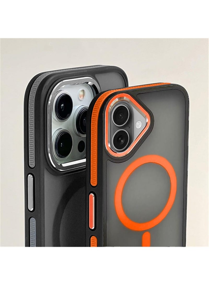 Techie جراب خلفي شفاف من ماج سيف مع واقي معدني بارز لعدسة الكاميرا لهاتف أبل آيفون 16 - حماية من السقوط بدرجة عسكرية، ومضاد لبصمات الأصابع ومضاد للاصفرار - برتقالي غير لامع - Image 4