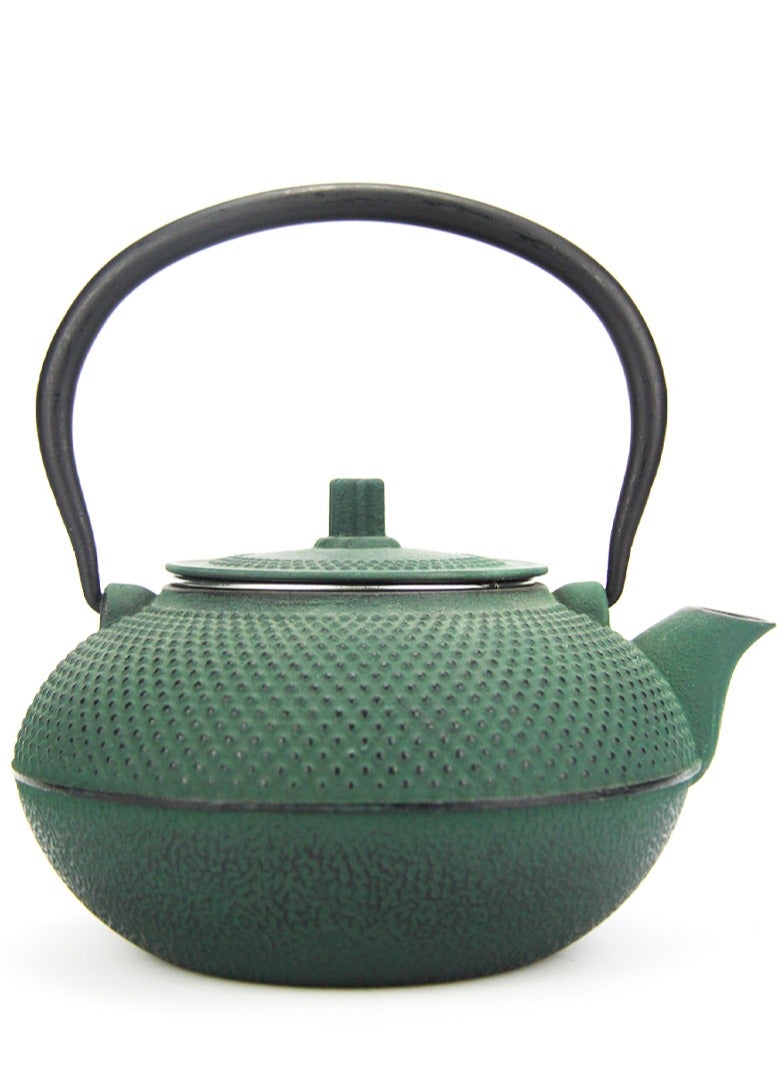 Tealand Durable Coated with Enamel Interior Cast Iron Teapot with Stainless Steel Infuser for Brewing Loose Tea Leaf 1.4 Dark Green - Image 1
