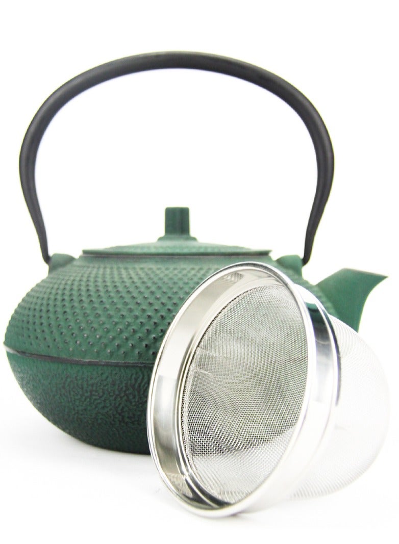 Tealand Durable Coated with Enamel Interior Cast Iron Teapot with Stainless Steel Infuser for Brewing Loose Tea Leaf 1.4 Dark Green - Image 2